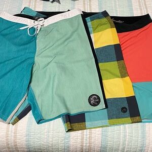 Vibrant Blue and Green Swim Board Shorts